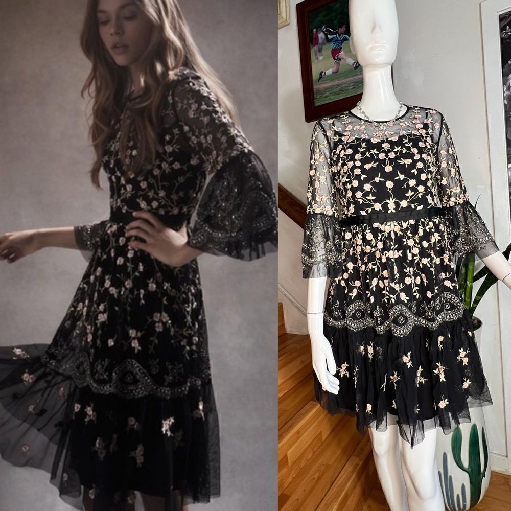 BHLDN x NEEDLE & THREAD CLIMBING BLOSSOM EMBELLISHED EMBROIDERED
MINI DRESS